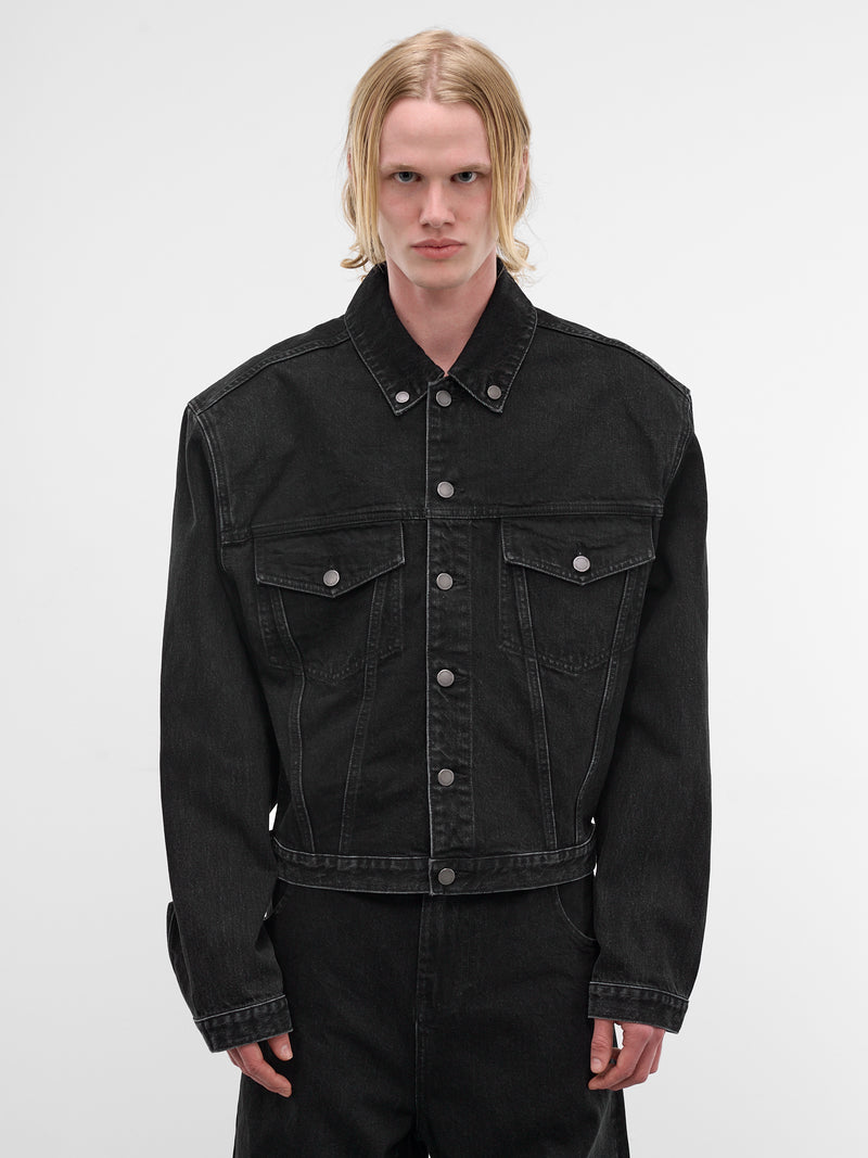 Magnette Shrunken Denim Jacket (ESSS26JA03012-MAGNETITE)