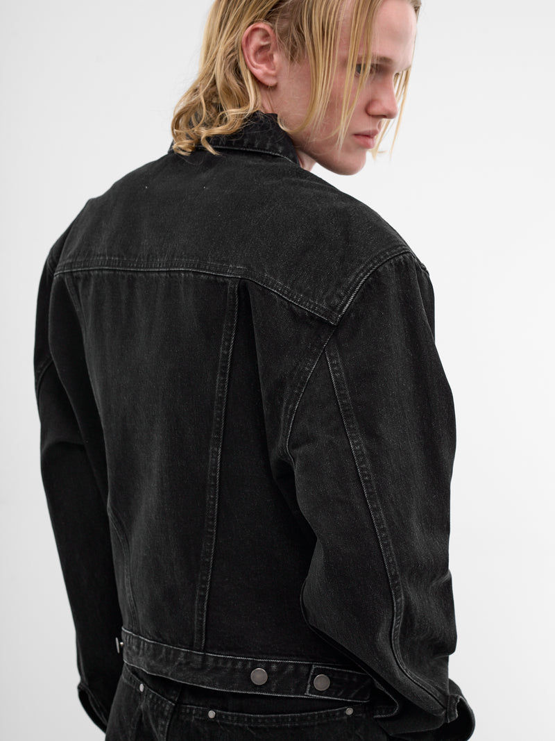 Magnette Shrunken Denim Jacket (ESSS26JA03012-MAGNETITE)