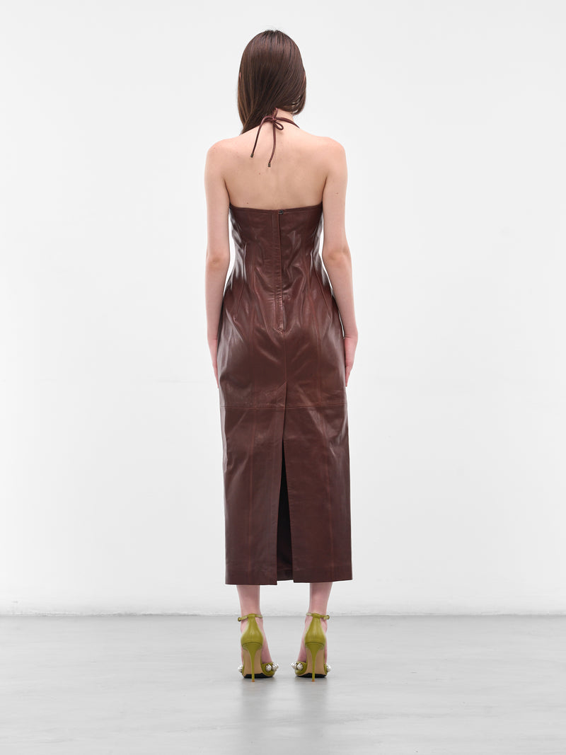 Brown Paneled Leather Sentinel Dress (F25DL1-THE-SENTINEL-MASAI)