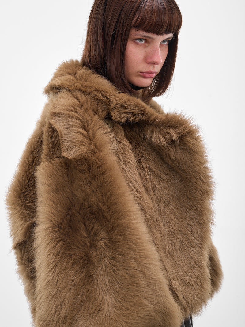 Brown Nebula Oversized Shearling Jacket (F25FM5-NEBULA-KHAKI-GREEN)