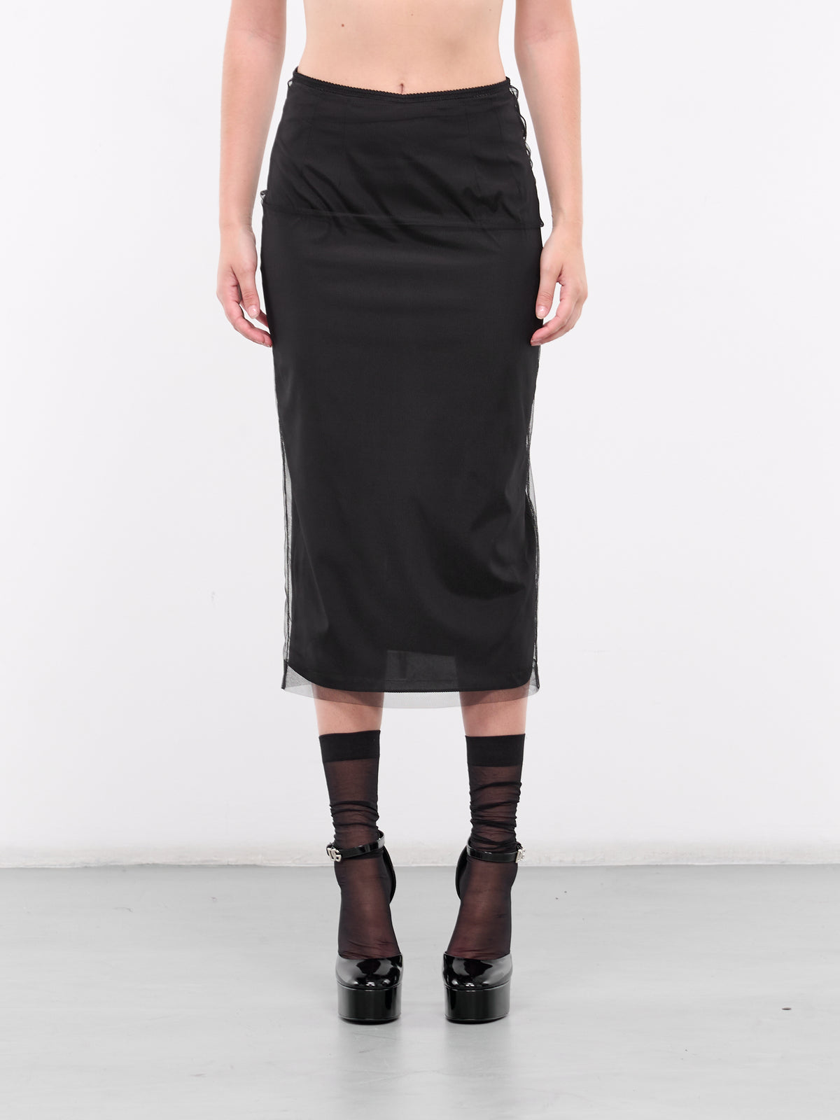 Tulle Pencil Skirt (F4CT6T-HLMLQ-BLACK)