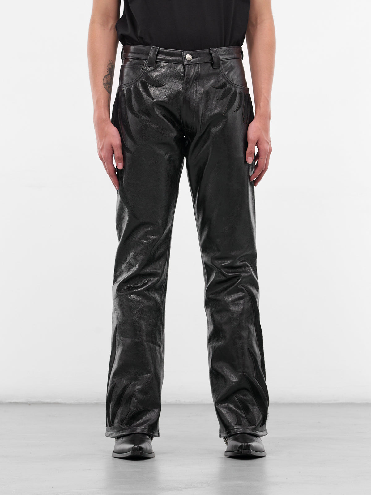 Black Leather Fang Trousers (FANG-LEATHER-PANT-BLACK)