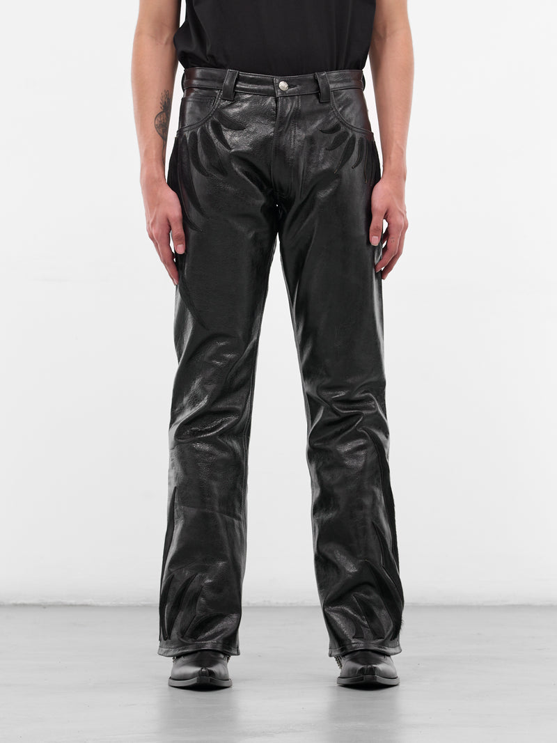 Black Leather Fang Trousers (FANG-LEATHER-PANT-BLACK)