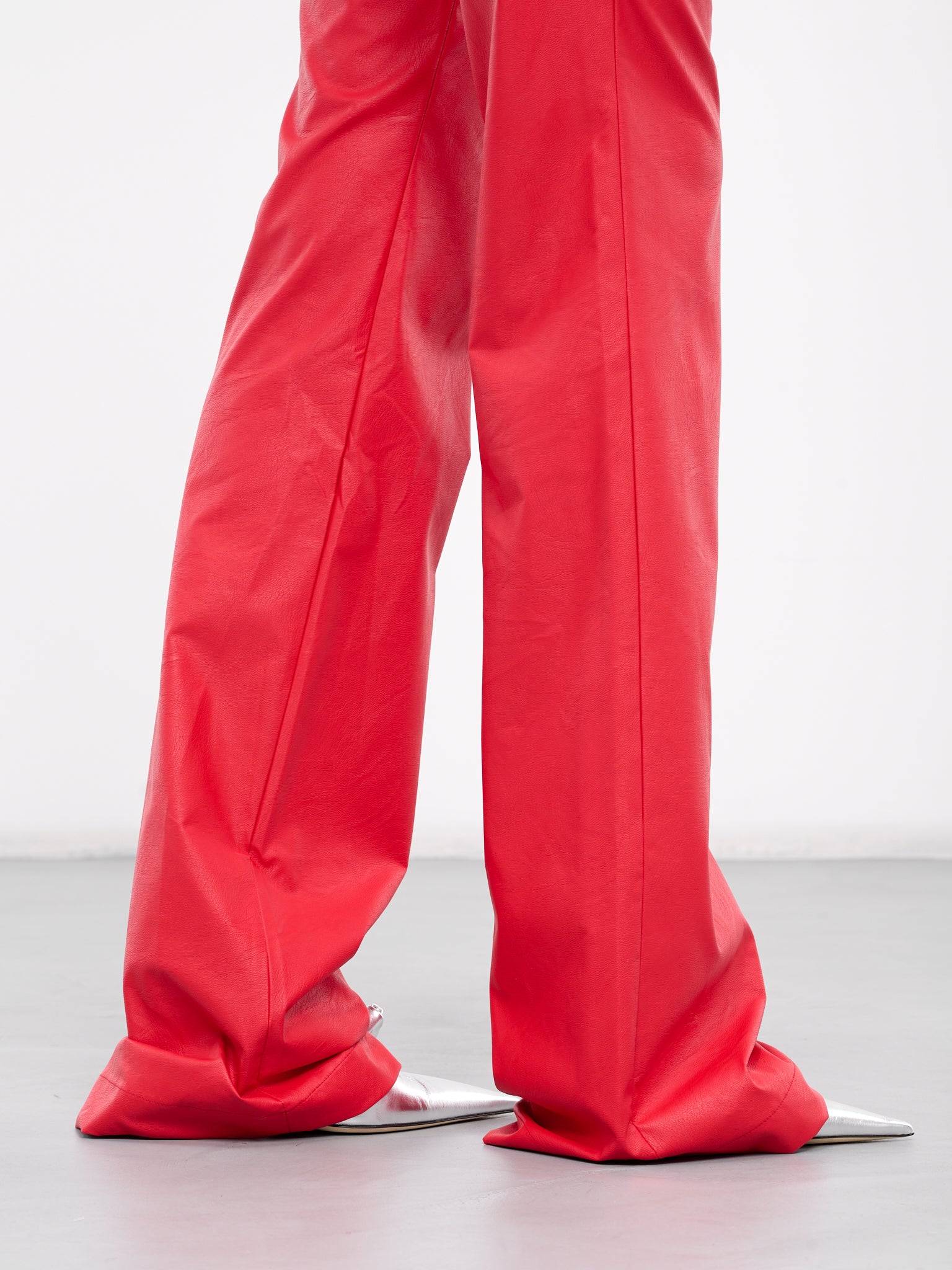 Faux Leather Lace-Up Pants (FAUX-LTHR-PANTS-SPARKLY-RED)