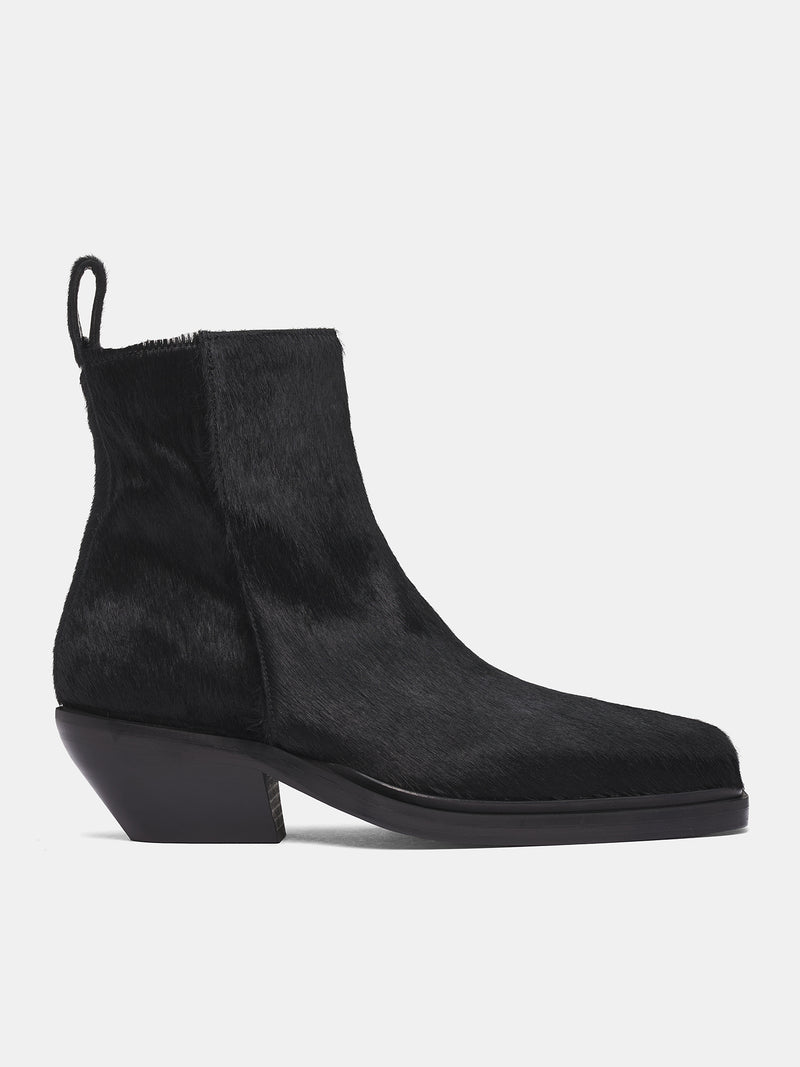 Black Cow Fur Ankle Boots (FEGLMANKB09023-BLACK)
