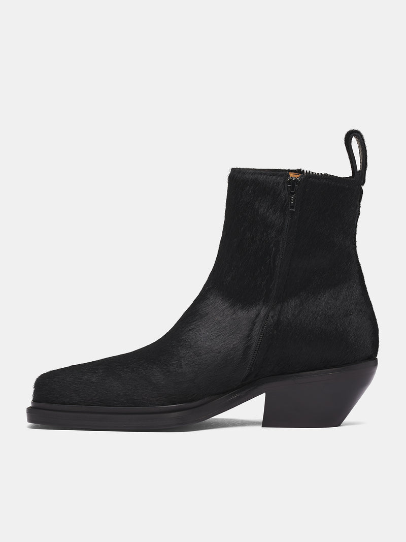 Black Cow Fur Ankle Boots (FEGLMANKB09023-BLACK)