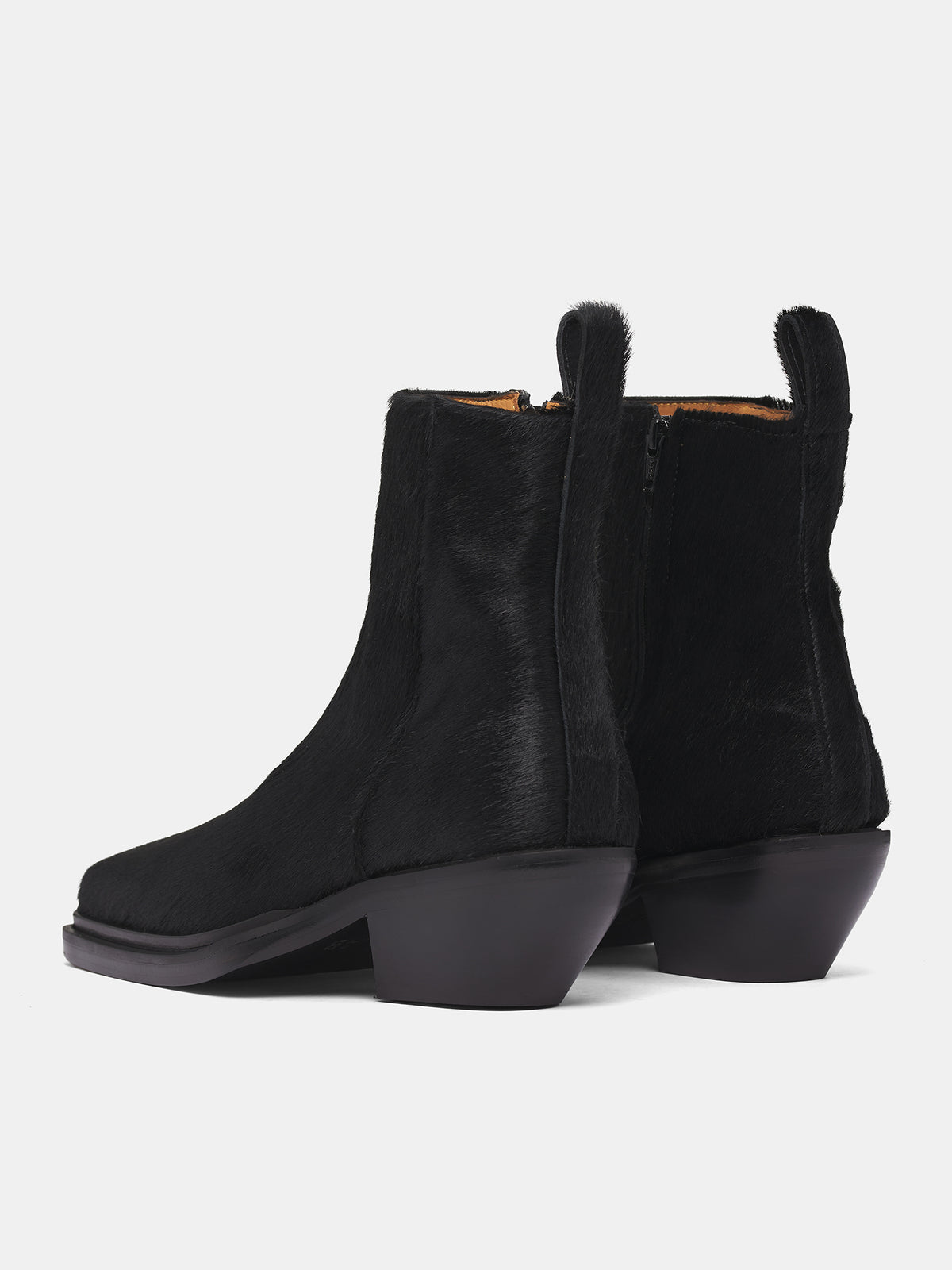 Black Cow Fur Ankle Boots (FEGLMANKB09023-BLACK)