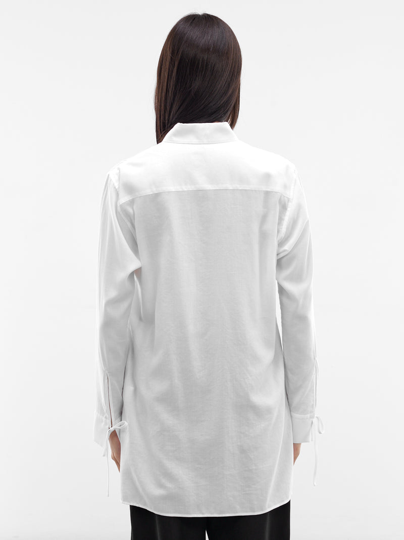 White Tied Cuffs Button-Up Shirt (FK-B62-205-1-OFF-WHITE)