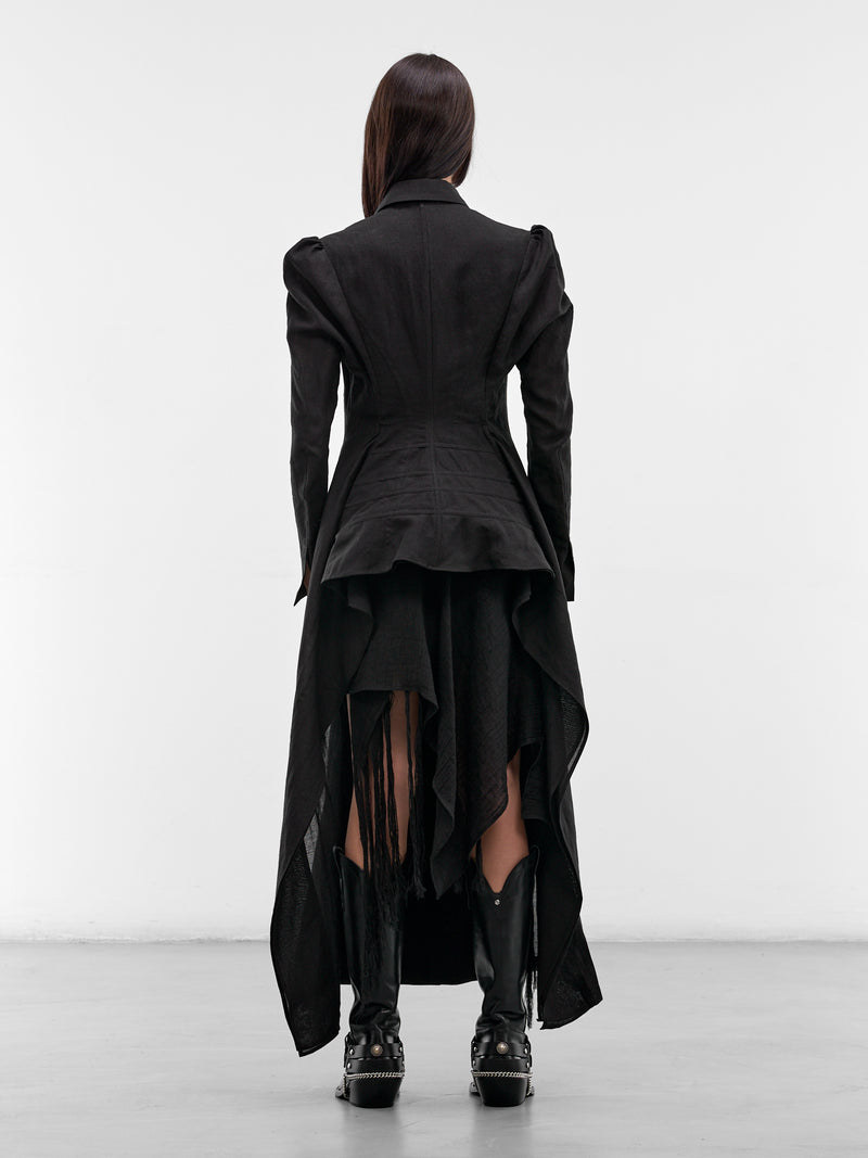 Black Graphic Unbalanced Coat (FK-C03-311-1-BLACK)