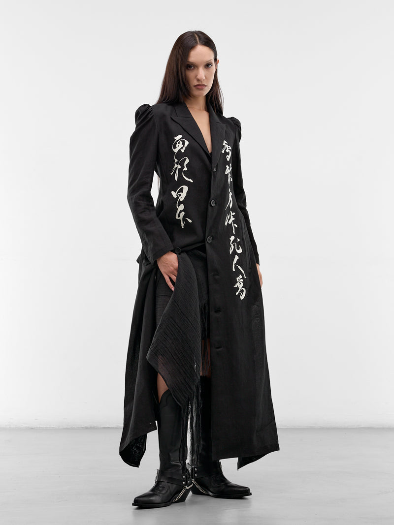 Black Graphic Unbalanced Coat (FK-C03-311-1-BLACK)