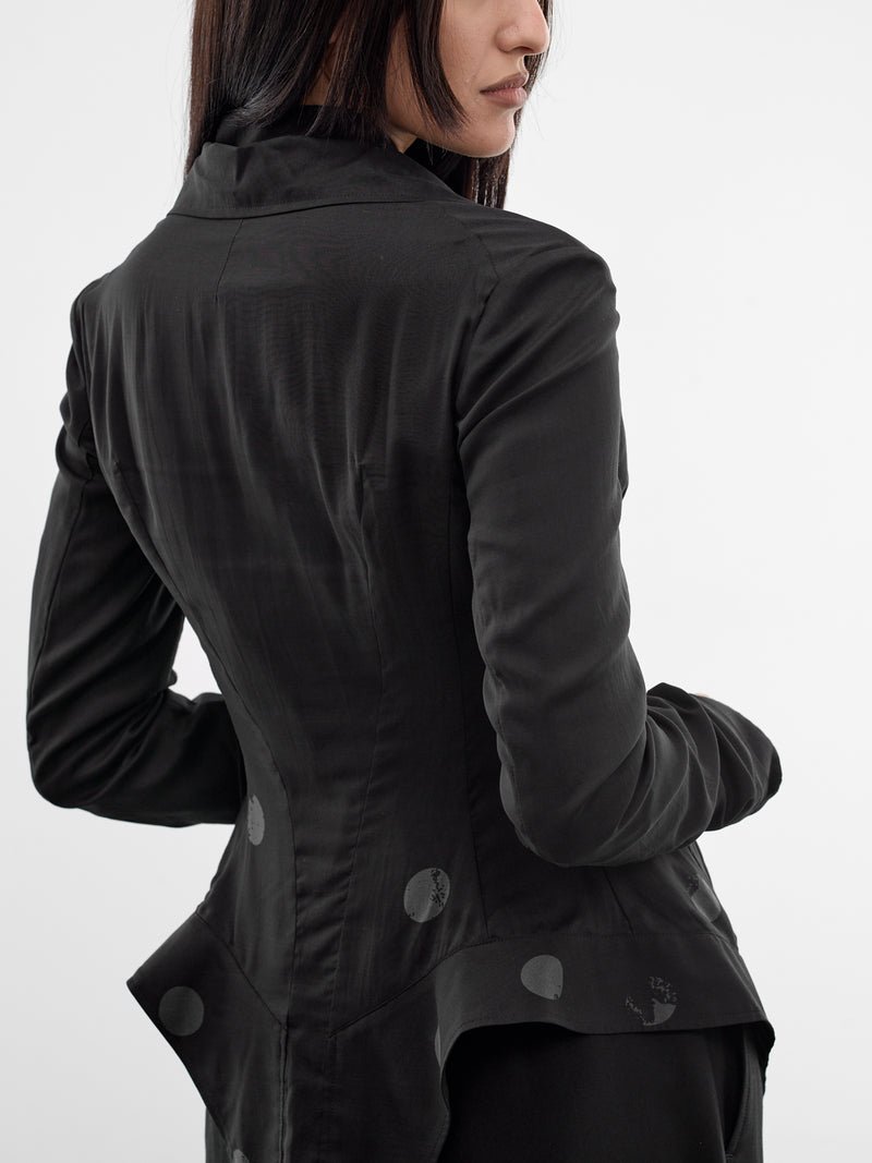 Black Dot Print Blazer (FK-J61-209-1-BLACK-GREY)