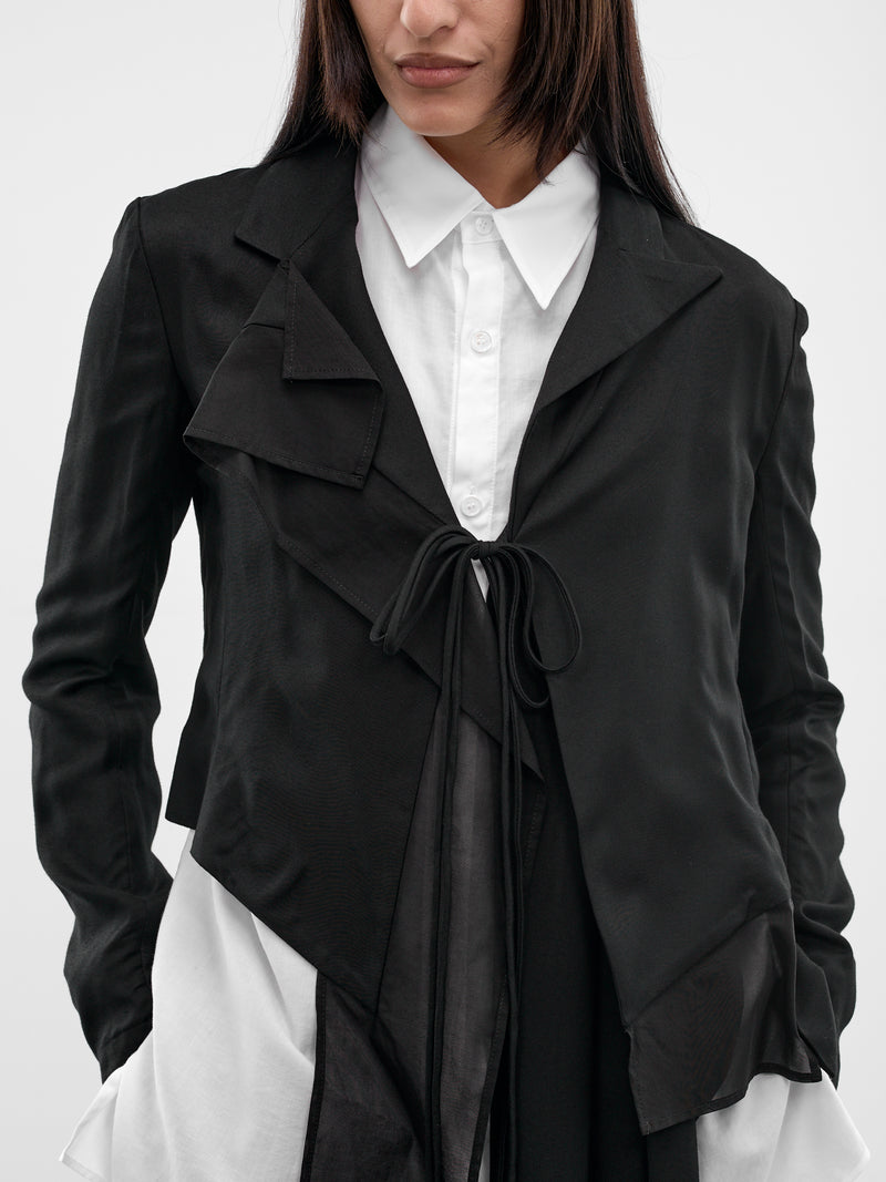 Black Asymmetric Draped Jacket (FK-J63-802-1-BLACK)