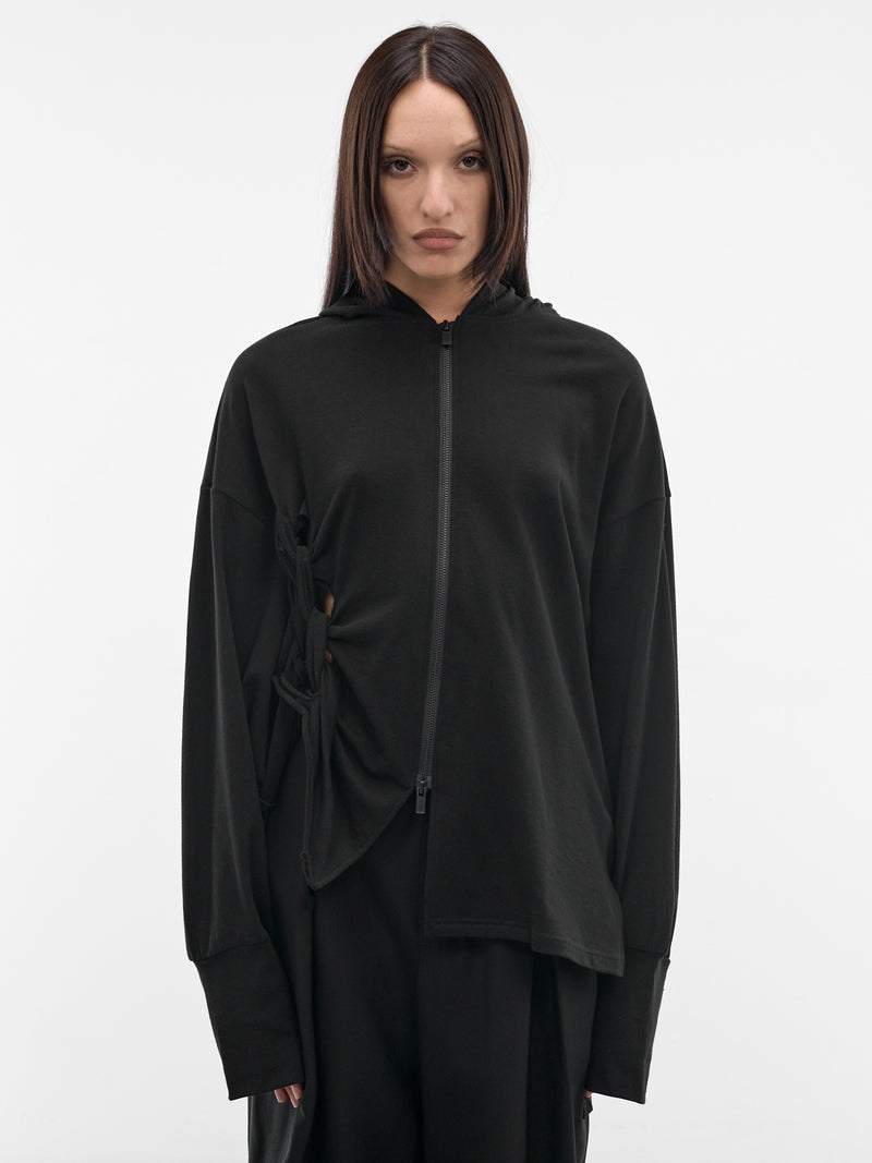 Black French Terry Braided Hoodie (FK-T14-073-1-BLACK)