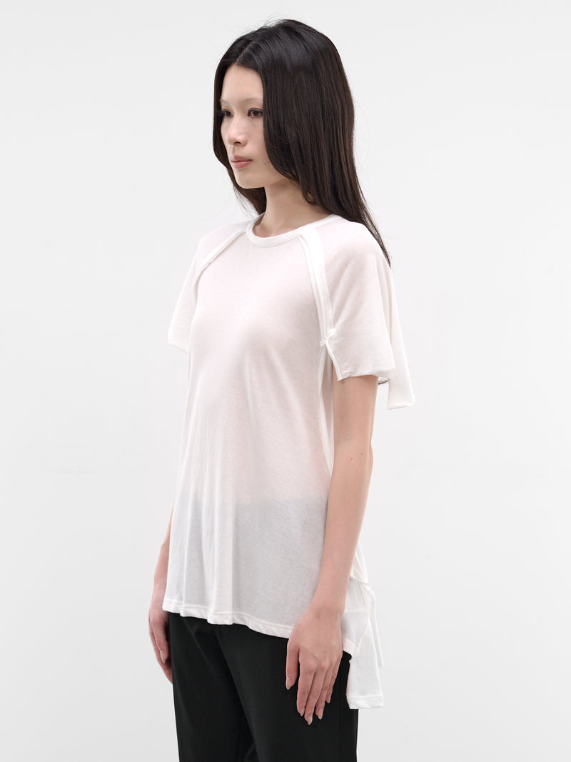 White Deconstructed Draping Tee (FK-T28-076-1-OFF-WHITE)