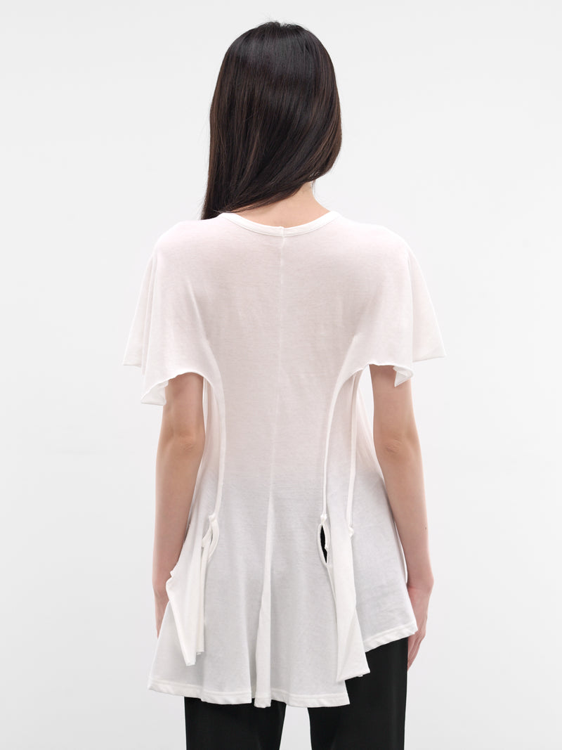 White Deconstructed Draping Tee (FK-T28-076-1-OFF-WHITE)