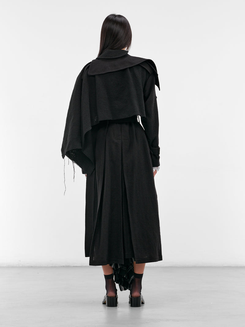 Black Wool Deconstructed Trench Coat (FL-C12-840-BLACK)