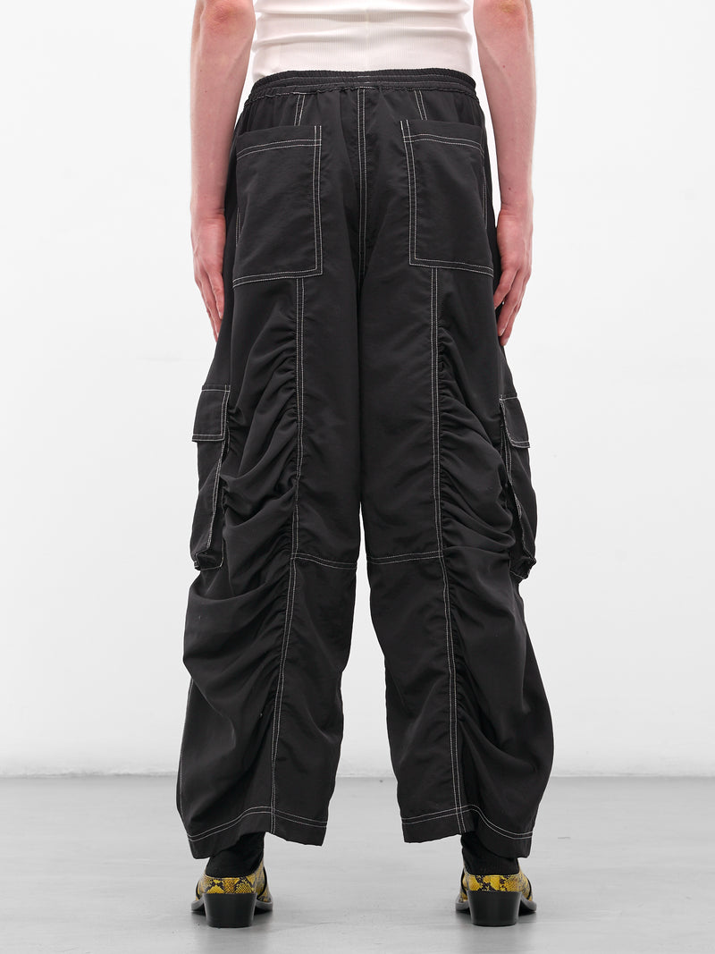 Black Nylon Ruched Cargo Pants (FLAW25MWCRGPT-BLACK)