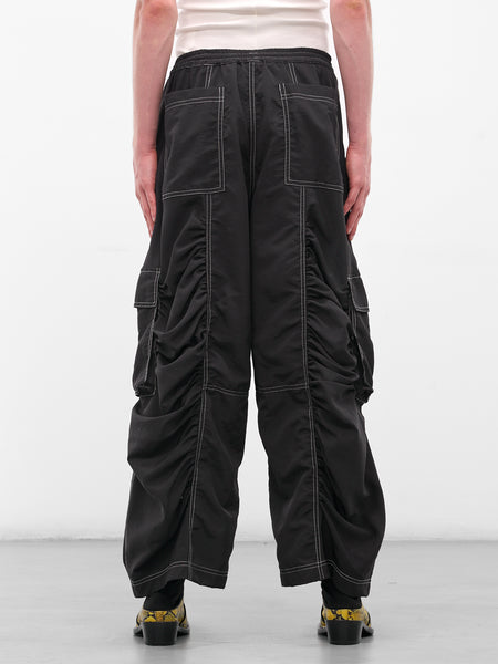 Black Nylon Ruched Cargo Pants (FLAW25MWCRGPT-BLACK)