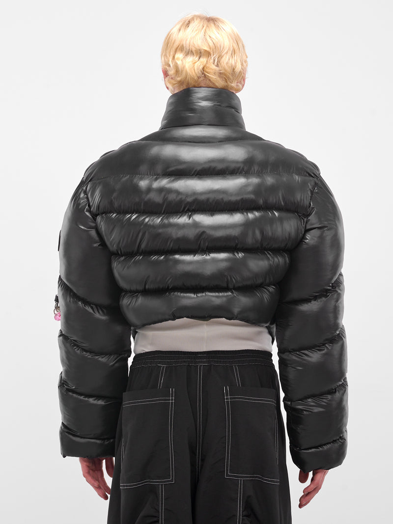 Black Moire Nylon Puffer Jacket (FLAW25MWMRJCKT-BLACK)