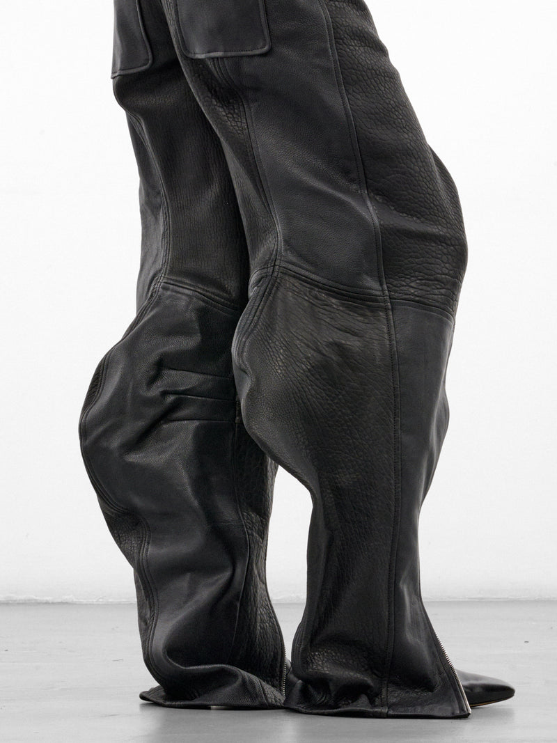 Black Lamb Leather Long Trousers (FLAW26SPNT-BLACK)