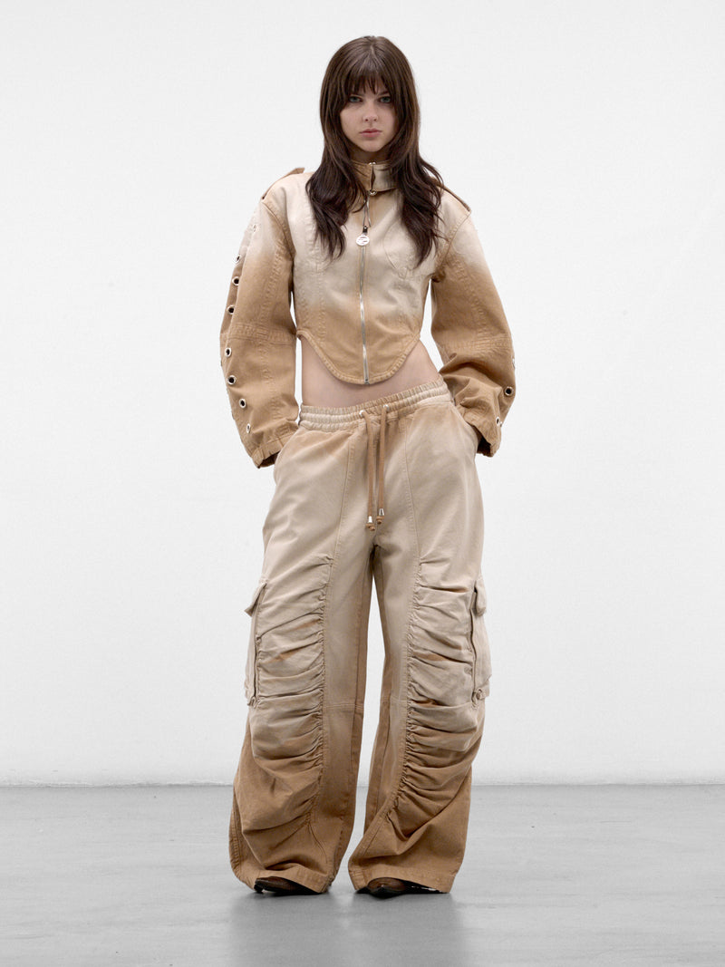 Khaki Cotton Cropped Jacket (FLAW26WWMTJCKT-KHAKI)