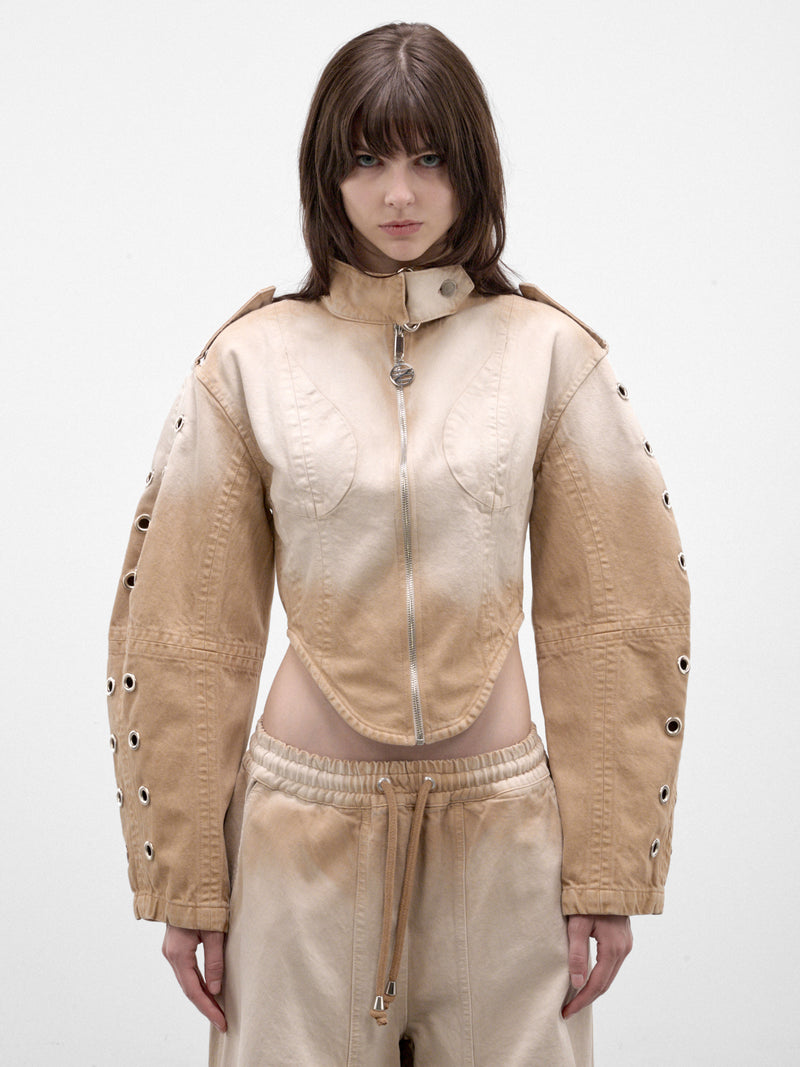 Khaki Cotton Cropped Jacket (FLAW26WWMTJCKT-KHAKI)