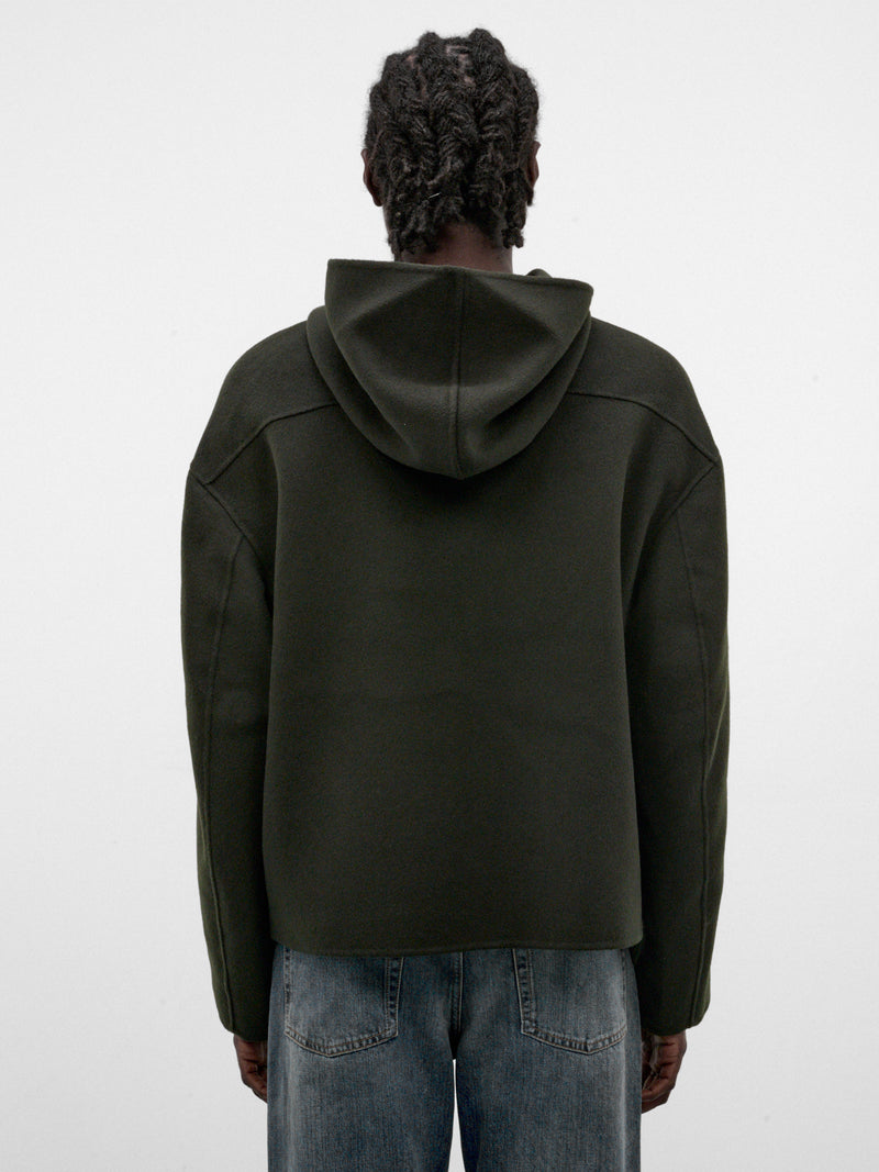Green Wool-Cashmere Zip Hoodie (FN-MN-OUTW001238-DARK-GREEN)