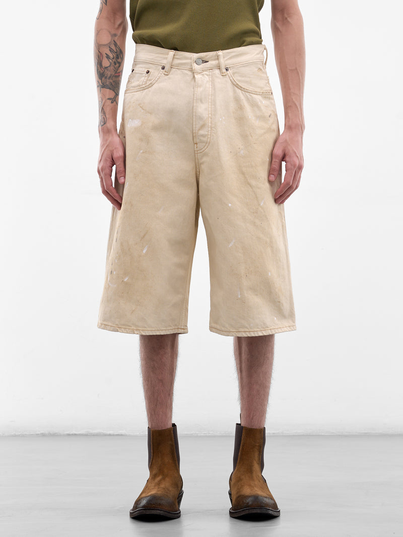 White Distressed Denim Shorts (FN-MN-SHOR000295-WHITE)