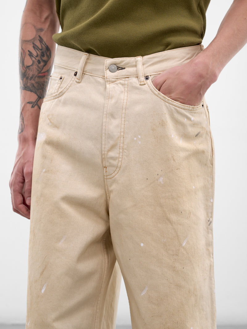 White Distressed Denim Shorts (FN-MN-SHOR000295-WHITE)