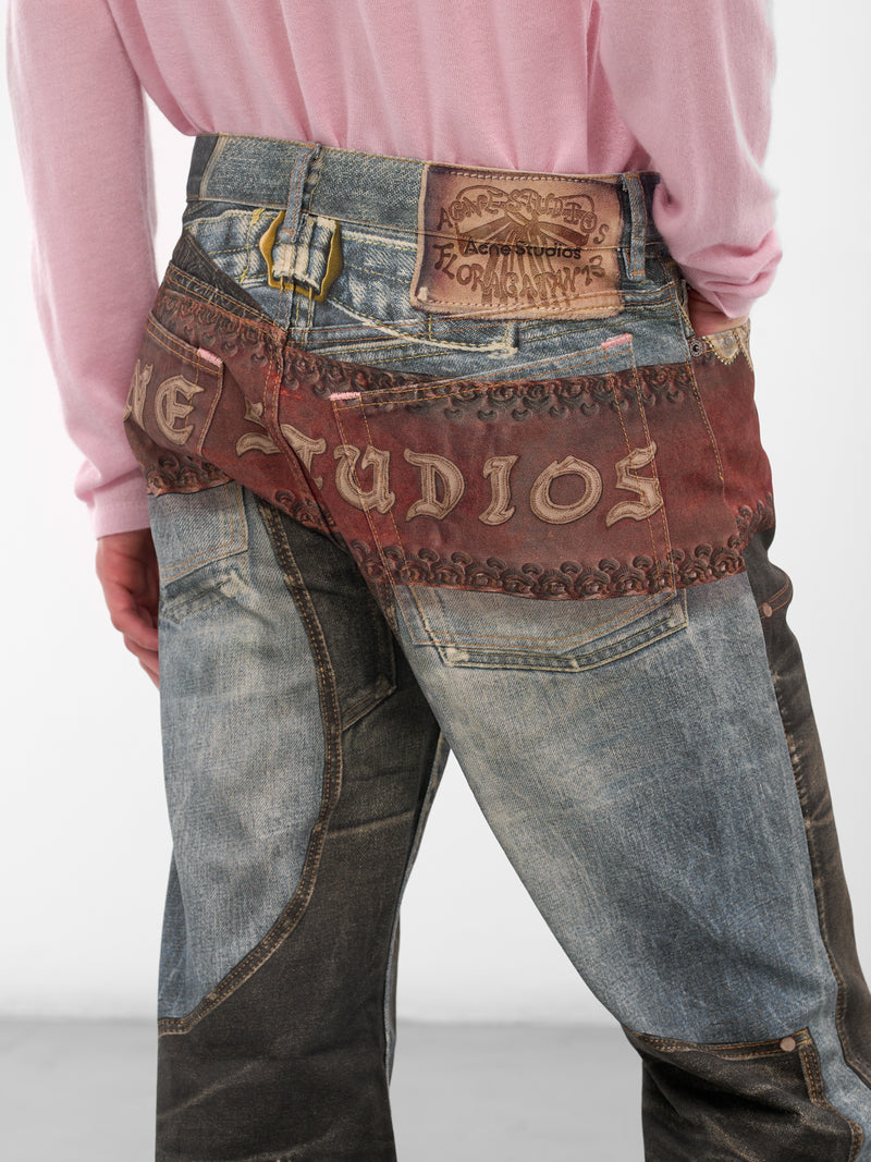 Trompe L'oeil 2010 Straight Jeans (FN-MN-TROU001127-BLUE-BLACK)