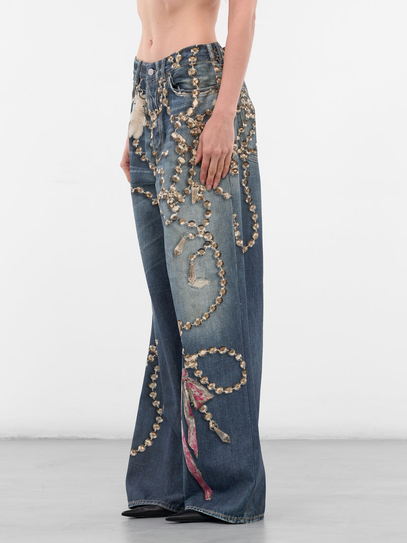 1981 Trompe L'oeil Denim Jeans (FN-UX-TROU000052-MID-BLUE)