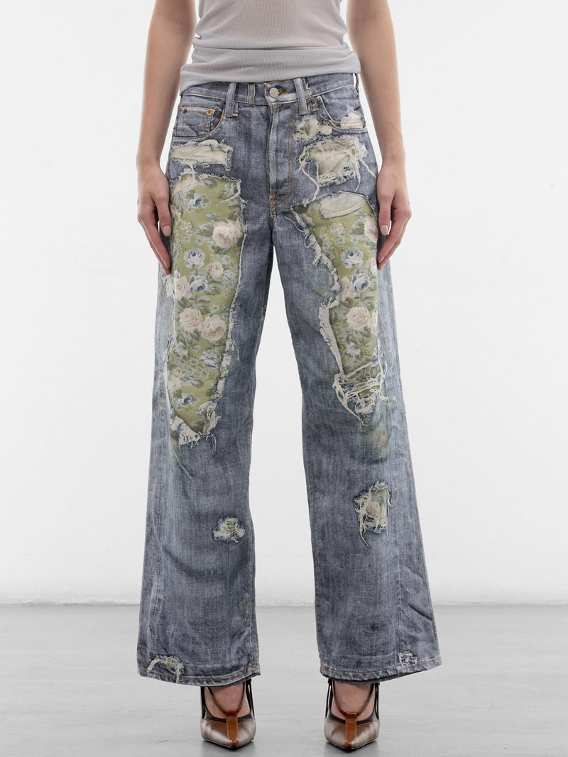 Blue Trompe L'oeil 1981 Jeans (FN-UX-TROU000058-BLUE-GREEN)