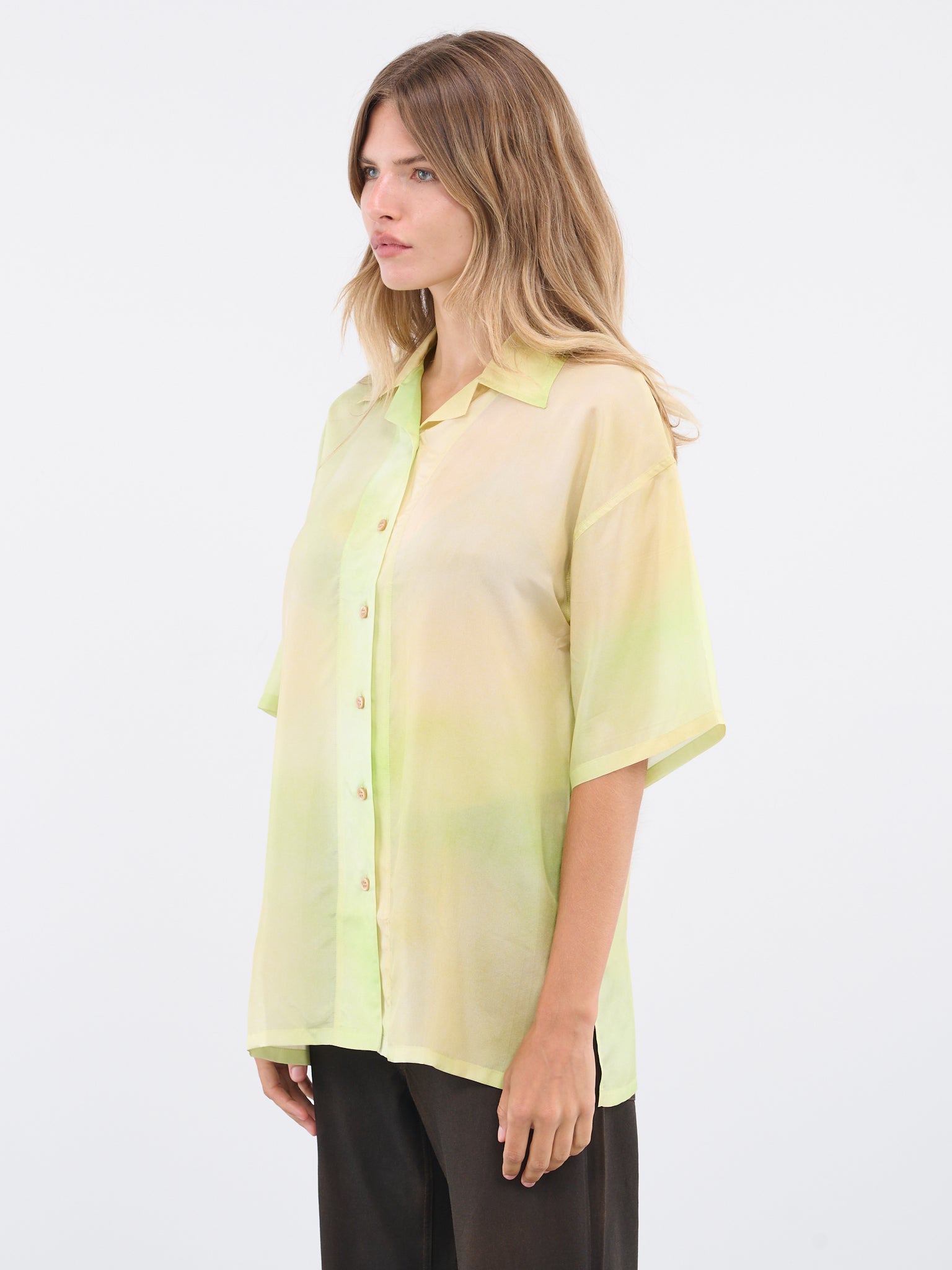 Silk Shirt (FN-WN-BLOU001003-LIME-GREEN)