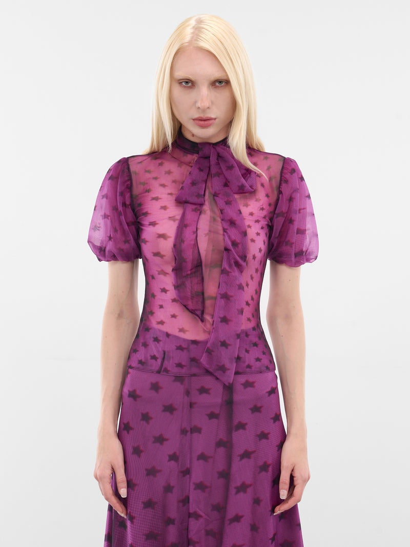 Purple Printed Jersey Blouse (FN-WN-BLOU001203-BRIGHT-PURPLE)