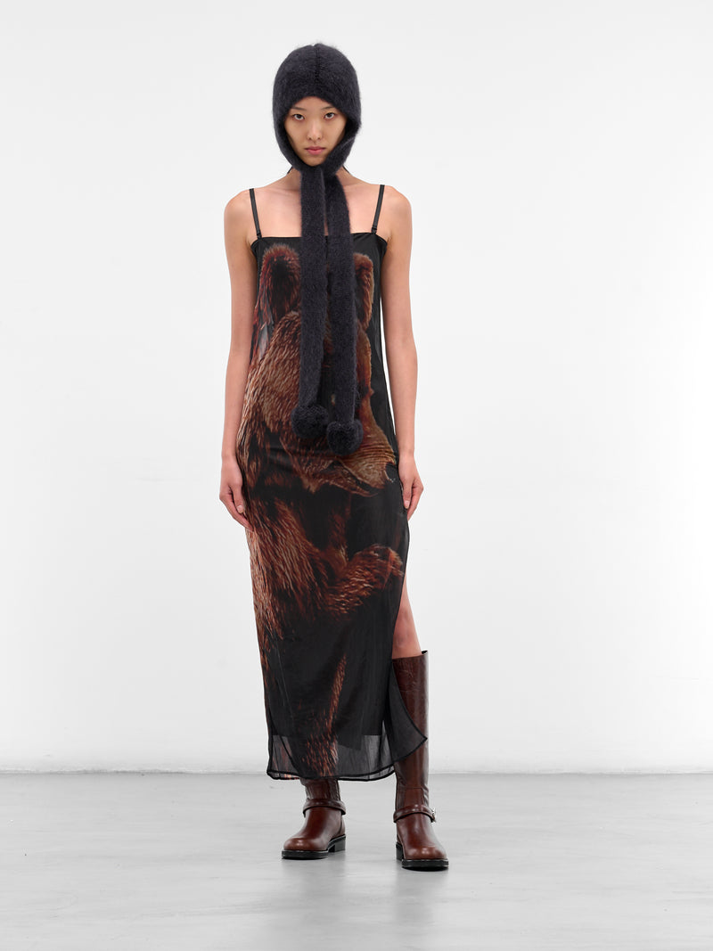 Black Sheer Printed Maxi Dress (FN-WN-DRES001610-BLACK-BROWN)