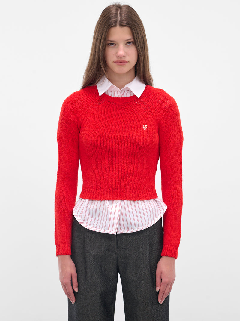 Red Cropped Knit Sweater (FN-WN-KNIT000857-BRIGHT-RED