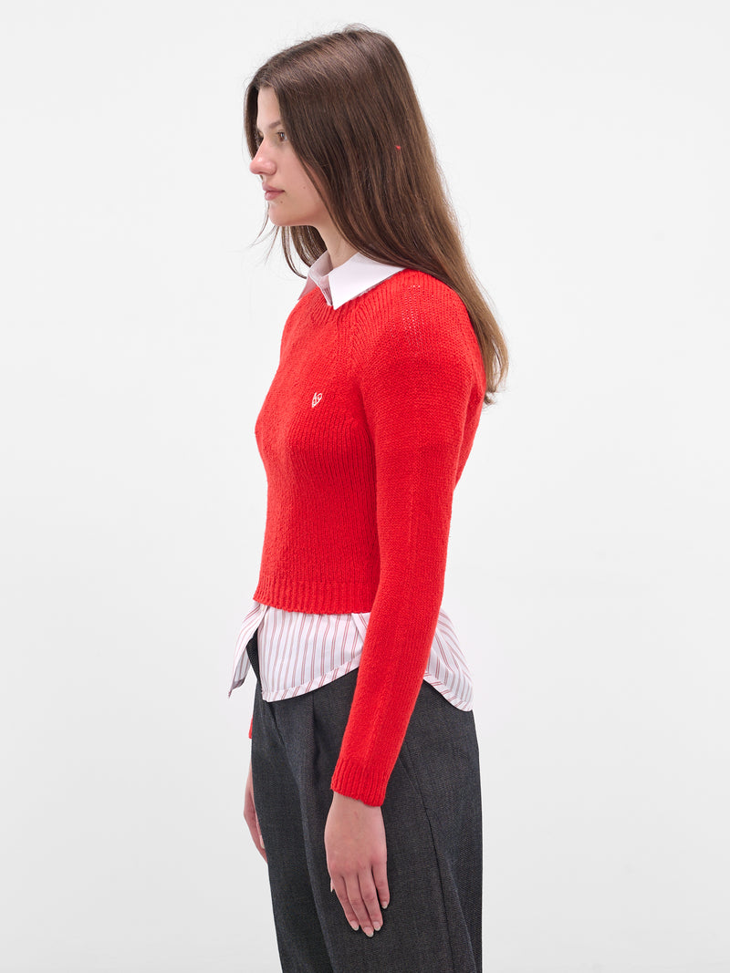 Red Cropped Knit Sweater (FN-WN-KNIT000857-BRIGHT-RED
