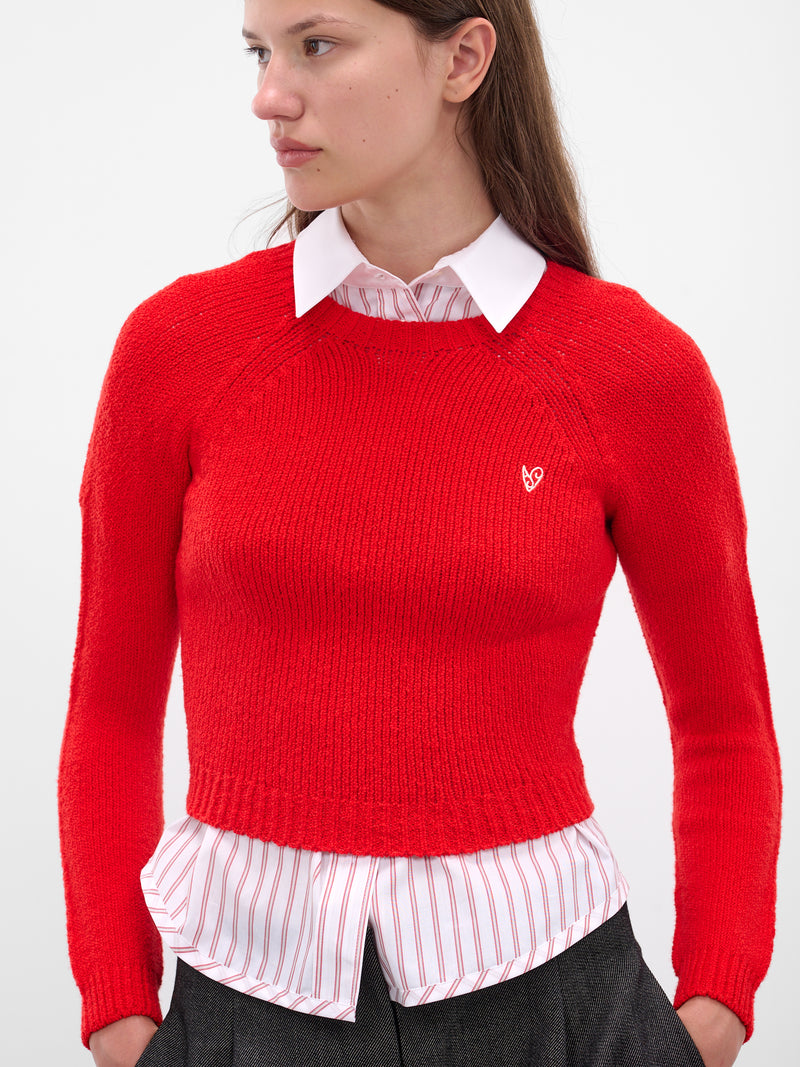 Red Cropped Knit Sweater (FN-WN-KNIT000857-BRIGHT-RED