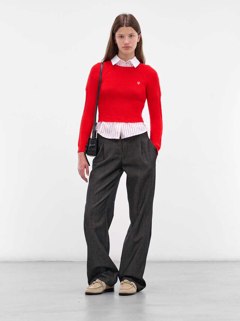 Red Cropped Knit Sweater (FN-WN-KNIT000857-BRIGHT-RED