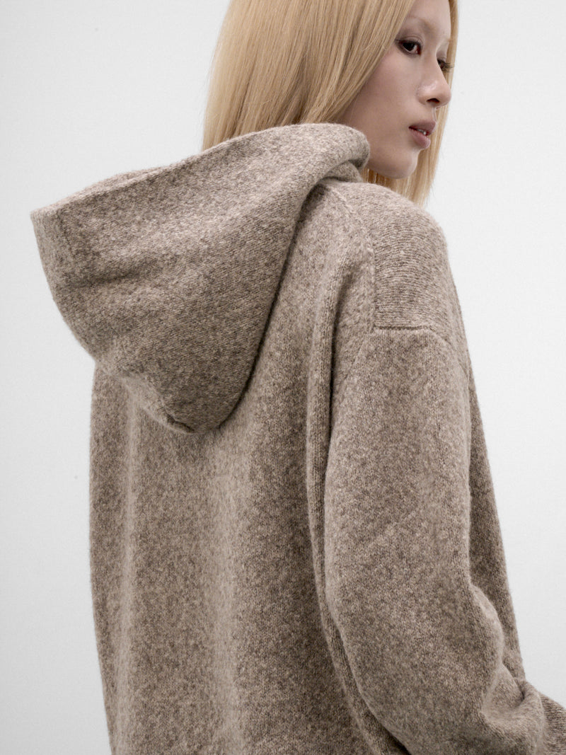 Taupe Yak-Alpaca Knit Hoodie (FN-WN-KNIT000891-MEDIUM-BEIGE)