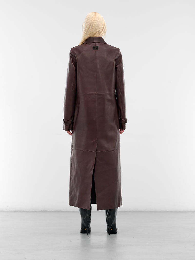 Brown Leather Long Coat (FN-WN-LEAT000462-CHOCOLATE-BRO)