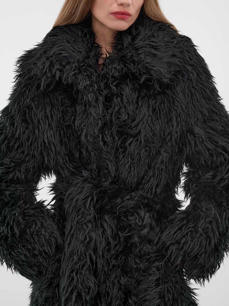 Black Faux Fur Mid Coat (FN-WN-OUTW001064-BLACK)