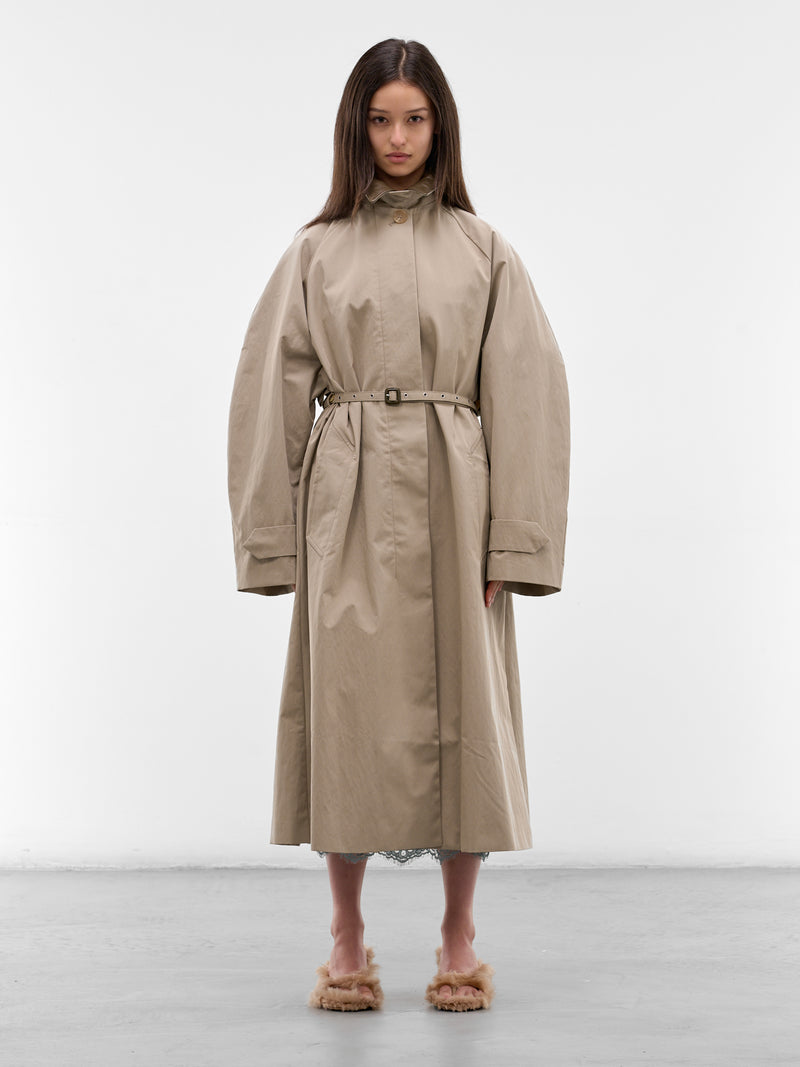 Khaki Cotton-Nylon Trench Coat (FN-WN-OUTW001150-KHAKI-GREY)