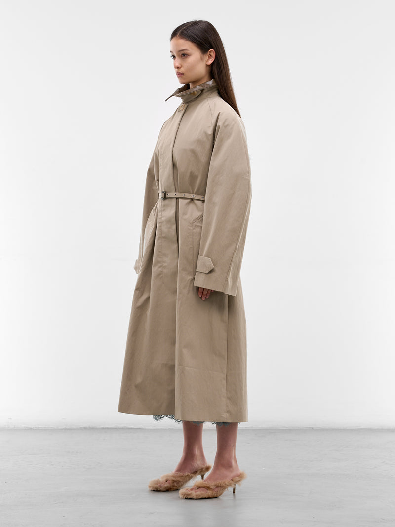 Khaki Cotton-Nylon Trench Coat (FN-WN-OUTW001150-KHAKI-GREY)