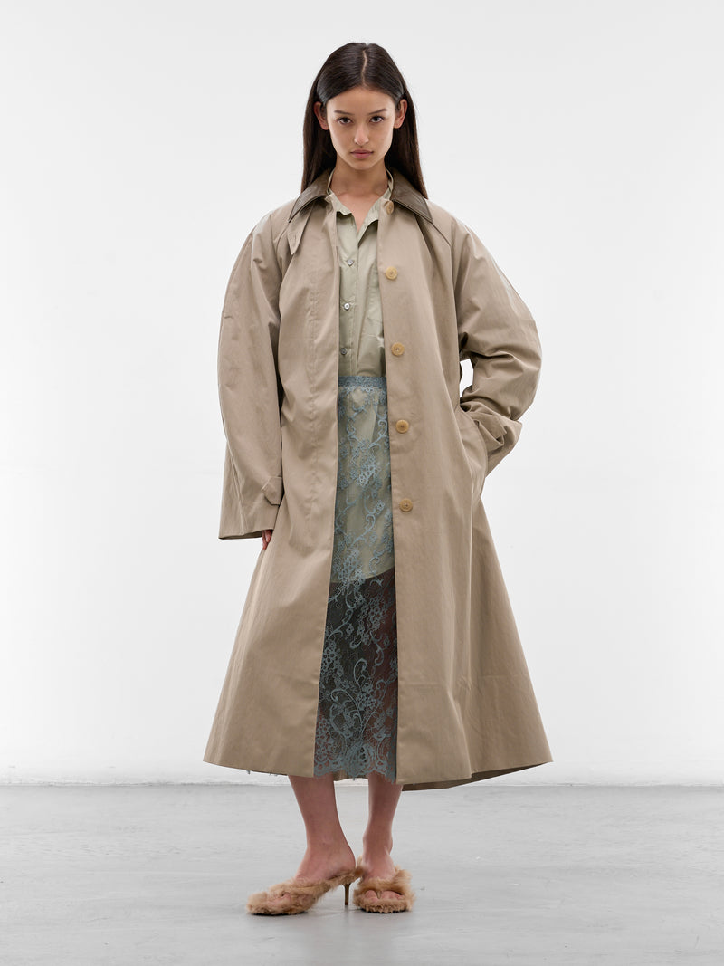 Khaki Cotton-Nylon Trench Coat (FN-WN-OUTW001150-KHAKI-GREY)