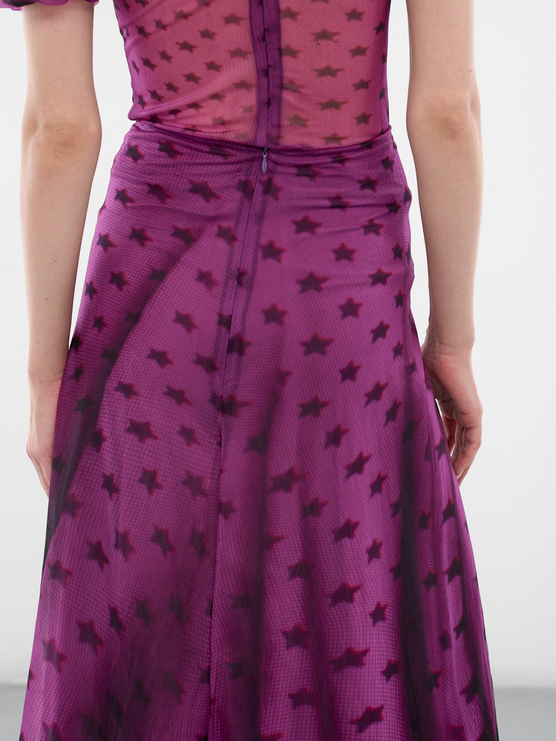 Purple Printed Midi Dress (FN-WN-SKIR000884-BRIGHT-PURPLE)
