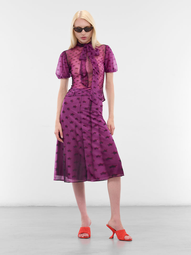 Purple Printed Jersey Blouse (FN-WN-BLOU001203-BRIGHT-PURPLE)