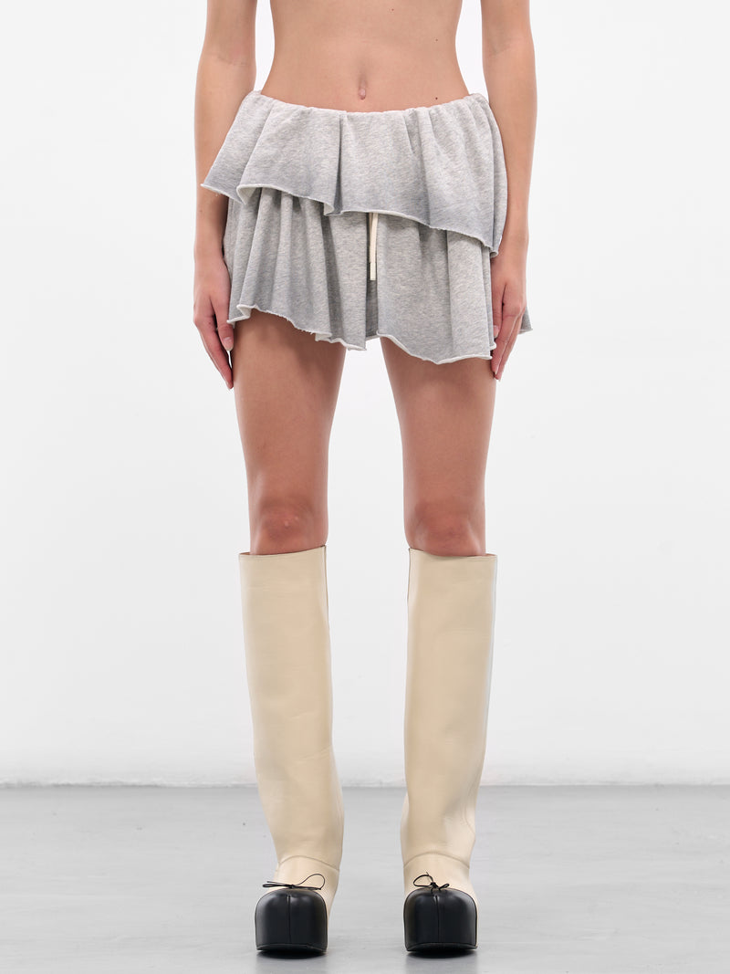 Grey Melange Layered Mini Skirt (FN-WN-SKIT000850-GREY-MELANGE)