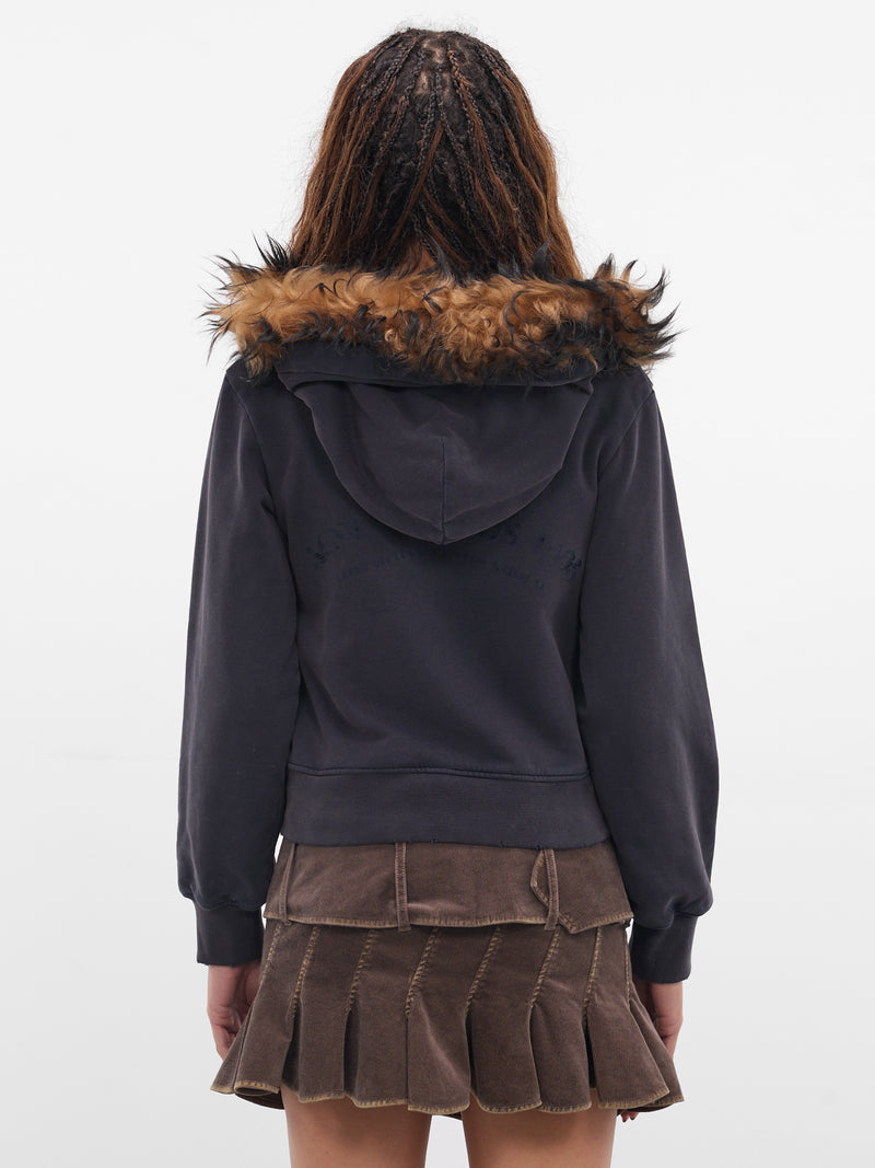 Brown Fur Zip Hoodie (FN-WN-SWEA000272-RUST-BROWN)