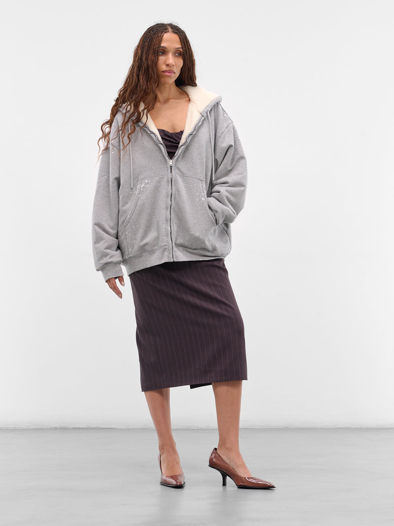 Gray Fleece Zip Hoodie (FN-WN-SWEAT000263-GREY-MELANGE)